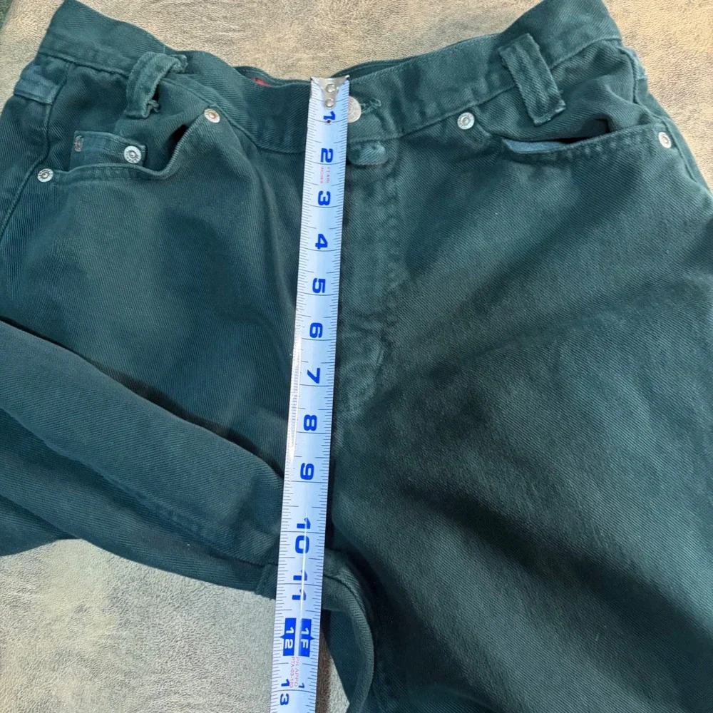Faded Glory Workwear Pants 30x30 (29x27) Green VTG 90s Made USA Cotton Drop Loop